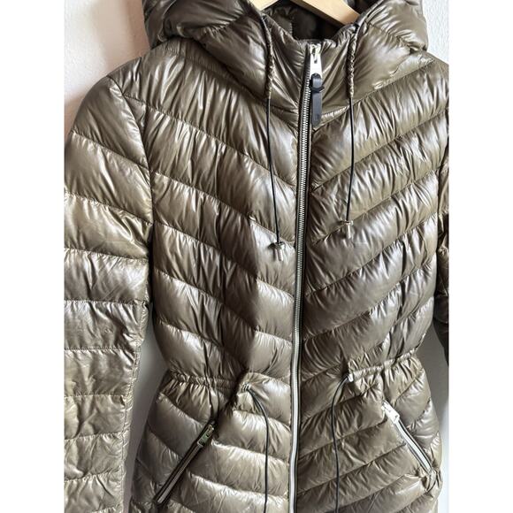 Mackage Jacket Womens X Small Olive Green Down Puffer Hood Coat Long XS Zip Warm - Picture 6 of 14